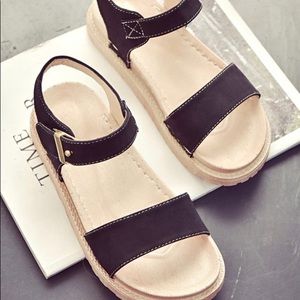 Black & Tan Ankle-Strap Sandal